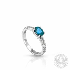 Златен пръстен с централен Сапфир - 0,92 ct. и странични Диаманти - 0,18 ct. BR9670