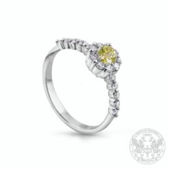 Пръстен в бяло злато с централен Fancy Yellow Diamond - 0.25 ct.  и странични - 0.30 ct. BR8093