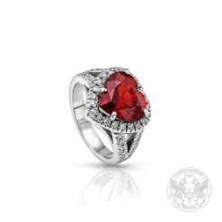 Пръстен в бяло злато, централен Родолит - 3,61 ct., странични Диаманти -0,45 ct. BR8310