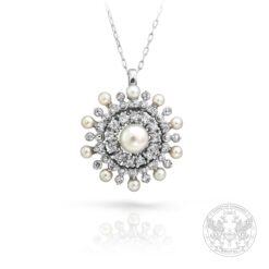 Бутиков медальон с естествени Перли 1*7.80mm/10*3.80mm и Диаманти-1.52ct