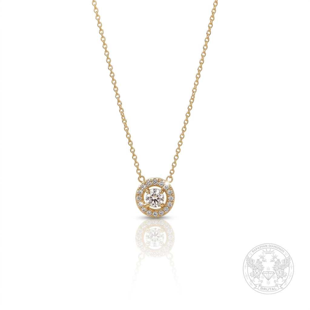 Дамско Halo колие с централен брилянт 0.17ct. и странични диаманти- BR8054