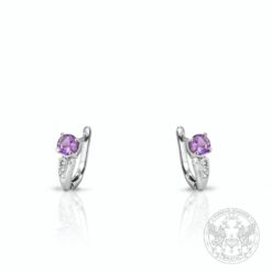 Обеци - бяло злато с Аметисти - 0,95 ct. и Диаманти - 0,077 ct. BR9708
