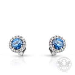 Златни обеци с централни Сапфири – 1.23ct. и странични Диаманти – 0.16ct. BR2163