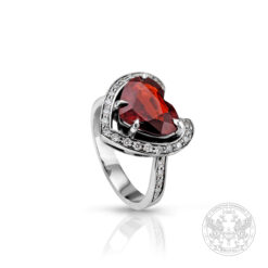 Дамски пръстен бяло злато с централен Гранат 2.98ct. и странични диаманти 0.24ct.BR6201