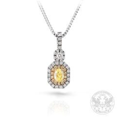 Бутиков медальон с централен жълт Диамант-0,80ct. и странични Fancy Yellow Диаманти