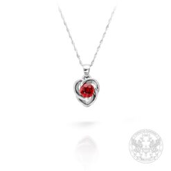 Дамска висулка под формата на сърце с червен Шпинел 0.80ct.