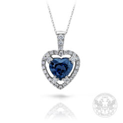 Дамски медальон бяло злато с централен Лондон Топаз 3.55ct. и странични диаманти 0.47ct.BR7011