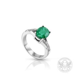 Златен пръстен с централен Изумруд - 1.84 ct. и Диаманти - 0.13 ct. BR9893