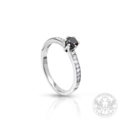 Годежен пръстен с черен диамант 0.35ct и брилянти 0.13ct BR9412