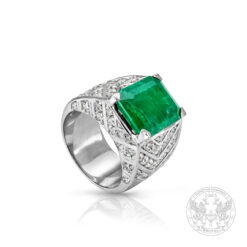 Бутиков златен пръстен с наситено зелен Изумруд- 6.15ct и брилянти1.14ct.- BR8308