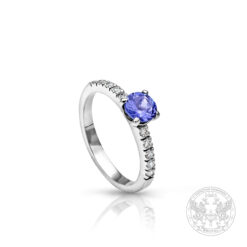 Пръстен в бяло злато с централен Танзанит 0,47ct. и странични Диаманти 0,13ct. BR8075