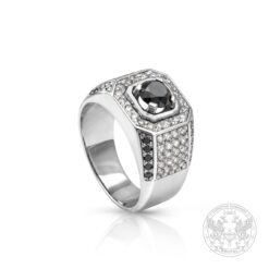 Златен мъжки пръстен с Централен черен диамант - 1,05 ct.