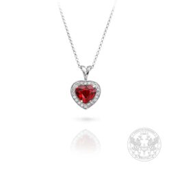 Златен медальон с централен Гранат във формата на сърце - 2,00 ct. и Диаманти - 0,25ct. BR7238