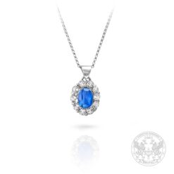 Медальон бяло злато с централен Сапфир 1.47 ct. и странични Топази 1.25 ct. BR6405