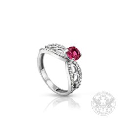 Пръстен, бяло злато с централен Турмалин - 0,56 ct. и странични Диаманти 0,30 ct. BR9707