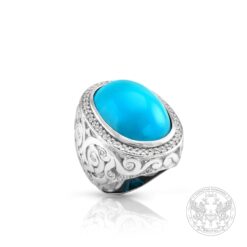 Пръстен, бяло злато с Тюркоаз - 19,59 ct. и Диаманти 0,55 ct. BR9572