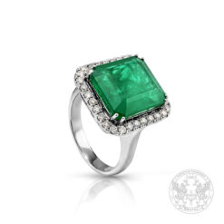 Златен пръстен с централен Изумруд – 7,64 ct. и странични диаманти 0,29ct. BR8302