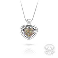 Златен медальон сърце с Fancy цветни диаманти 2.02ct. BR2638