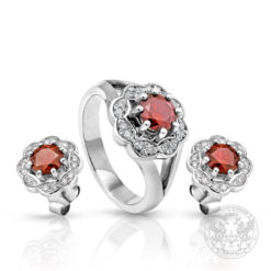 Комплект обеци и пръстен, бяло злато с червени Диаманти – 1,97 ct. и Диаманти -0,36ct.- BR8312