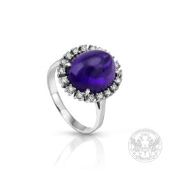 Пръстен от бяло злато 18к с Аметист 6.30ct. и Диаманти 0.22ct.- BR8694