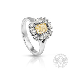 Бутиков златен пръстен с централен жълт Диамант- 0.58ct и Диамнти-0.54ct.- BR6367
