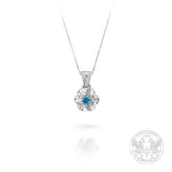 Златна висулка с централен син диамант 0.17ct. и странични диаманти 0.06ct. YP8091