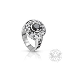 Дамски златен пръстен с черен Диамант 1.50ct. и Брилянти 0.55ct.