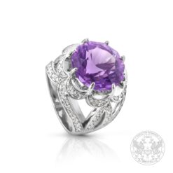 Невероятен дамски пръстен с Аметист 9.79ct. и множество станични брилянти BR591