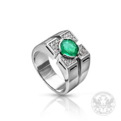 Мъжки пръстен с централен Изумруд -1.78 ct. и Диаманти BR717