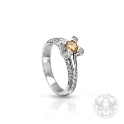 Годежен пръстен с Fancy Yellow Диамант - 0.44ct и странични брилянти - 0.30 ct.BR4171