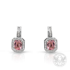 Обеци от бяло злато с централни розови Турмалини-3.40ct. и Диаманти-0,57ct.