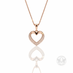Дамски медальон от розово злато 14K. сърце с Диаманти -BR1542