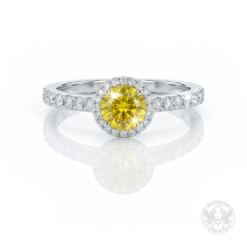 Alternative view of Пръстен в бяло злато с централен Fancy Yellow Diamond – 0.50 ct. и странични – 0.31 ct. BR4883