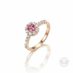 Пръстен розово злато с централен Pink Diamond 0,15 ct, и странични 0,28 ct BR5489