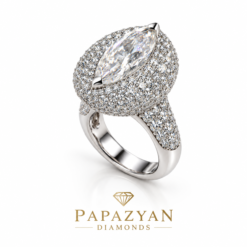 Бутиков пръстен с централен камък Marquise 0.88ct- и странични Диаманти-BR5169CGL