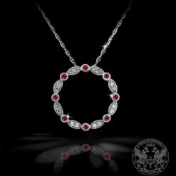 Медальон с диаманти и рубини / 14K white gold pendant with rubies and diamonds