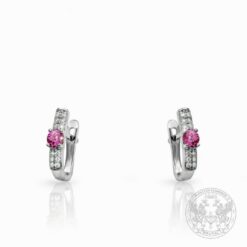 Обеци - бяло злато с Гранати - 0,46 ct. и Диаманти - 0,158 ct. BR9707