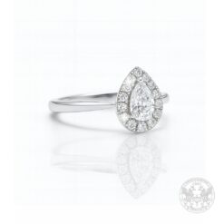 Пръстен с централен Pear cut- 0.18ct. Диамант и странични брилянти-BR2439