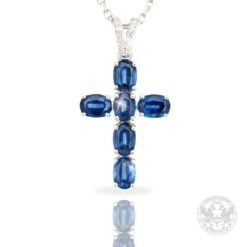 Бутиков медальон бяло злато със Сапфири 9.20ct. и Диаманти 0.12ct-BR3474