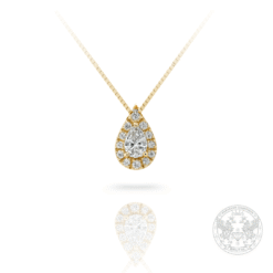Медальон Pear cut в жълто злато -0.17ct. и странични Брилянти-0.10ct -BR1330