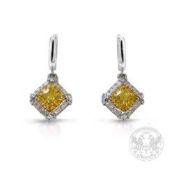 Бутикови обеци с централни натурални жълти Диамaнти -0.72ct. с английско закопчаване- BR4222