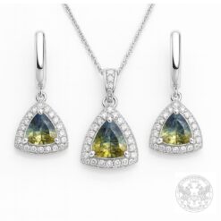 Бутиков комплект Парти-Сапфири обеци и медальон, Диамaнти – 1,02 ct.-BR7663