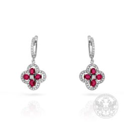 Бяло злато обеци с Рубини - 5.65 ct. и Диаманти - 0.80 ct.  BR8299