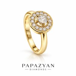 Пръстен жълто злато с централен  Диамант -0.30ct и странични брилянти-0.15ct-BR4585
