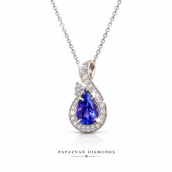 Златен медальон с централен Танзанит – 1.94ct. и странични Диаманти – 0.16ct. BR7719